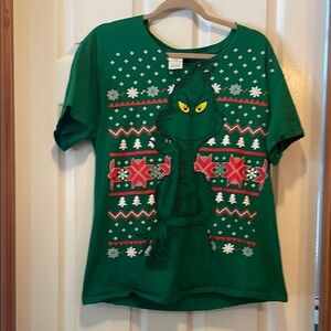 Emerald Green Short Sleeve Christmas Tee with Grinch Design